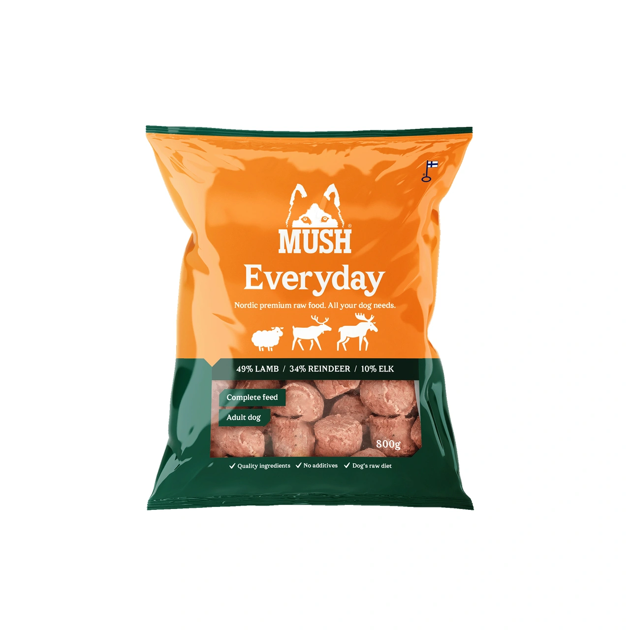 MUSH Everyday Wild lam rensdyr elg 800 g - råfoder til hund